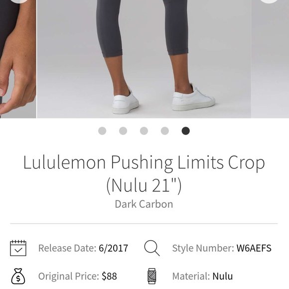 RARE Lululemon Pushing Limits Crop 21" Dark Carbon size 4 - Picture 2 of 5